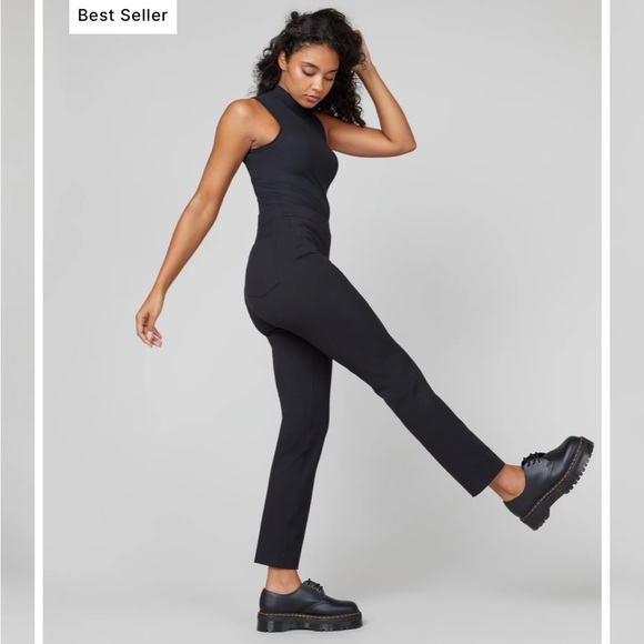 Spanx On-The-Go Ankle Slim Straight Pant - black - petite - xsmall - Picture 2 of 4